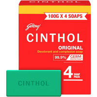 Cinthol Original Soap, 100g (Pack of 4) | Germ Protection | Soaps For Bath | Grade 1 Soap | For All Skin Types