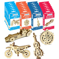 Funvention Fun Fidgets Assorted (6 x 4 DIY Miniature Mechanical Models Bike, Car, Guitar & Watch) Pack of 24 - Birthday Return Gifts Party Pack Return Favors for Kids Art & Craft STEM Learning Toys