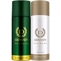 DENVER Hamilton Deo (165ML) + Imperial Deo (165ML) - Combo of 2 | Long lasting Deodorant Body Spray for Men