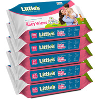 Little s Soft Cleansing Baby Wipes | 80 Wipes x 5 - 400 Wipes | Extra Thick & Moist Wet Wipes for Baby s | Prevents Rashes & Redness with Goodness of Aloe Vera, Vitamin E & Jojoba Oil