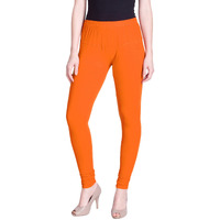 Lyra Women Solid Premium Cotton Ankle Length Leggings | Mid-Waist | Fashionwear Saffron