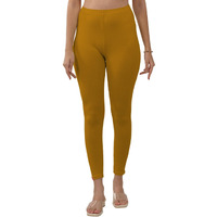 Lyra Women Solid Premium Cotton Ankle Length Leggings | Mid-Waist | Fashionwear