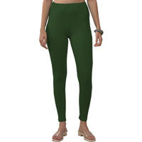 Lyra Women Solid Premium Cotton Ankle Length Leggings | Mid-Waist | Fashionwear