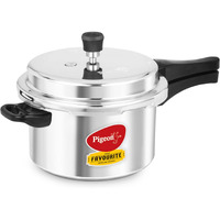 Pigeon by Stovekraft Favourite Induction Base Aluminium Pressure Cooker with Outer Lid, 5 Litres, Silver