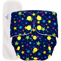 Mylo Leak-Proof Baby Cloth Diaper Combo (1 Diapers + 1 Inserts) | Free Size (3M-3Y) | High Absorption | Quick Dry | Oeko-Tex Certified | Washable - Twinkle Twinkle