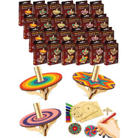 Funvention DIY Spinning Top Kits (Mandal Art) Pack of 24 - Build, Color, Play, Art & Craft Coloring Activity Birthday Return Gifts Party Pack Return Favors for Kids (2 Tops & 8 Colors Per Pack)