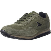 Power mens EXTREME LEATHER Olive Green Casual shoes - 10 UK (8337894)