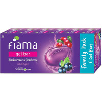 Fiama Gel Bar Blackcurrant And Bearberry, With Skin Conditioners For Moisturized, Radiant & Glowing Skin, 750g (125g - Pack of 6), Soap for Women & Men, For All Skin Types