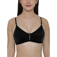Clovia Women s Cotton Rich Solid Non-Padded Full Cup Wire Free T-Shirt Bra (BR0638P13_Black_40C)