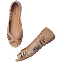 Marc Loire Women s Open-Toe Slip-On Flat Ballerina Shoes for Party and Casual Wear Cream - 7 UK