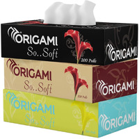 Origami 2 Ply Facial Tissue Box | Car Tissue - Pack of 3 (200 Pulls Per Box, 600 Sheets)
