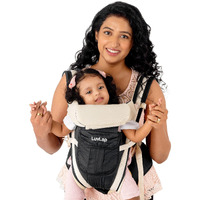 LuvLap Elegant Baby Carrier with 4 carry positions, lightweight & travel friendly, 4-24Month baby, Adjustable New-born to Toddler Carrier with cushioned leg support, Max weight 15Kg (Black)