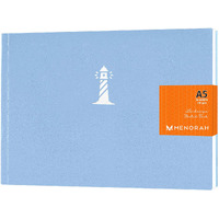 MENORAH - A5 Sketch Book for Artists-140 GSM Dry Mixed Media -(58 Sheets/116 Pages)- Art Journal- (Size-14.8 cm x 21.0 cm)- Hard Bound- Handmade- CASSATA Sketchbook (Sea Blue- Lighthouse)- Landscape