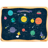 Webby Outer Space Solar System Wooden Jigsaw Puzzle (Multicolour) - 40 Pieces
