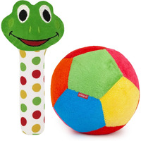 Pikipo Soft Ball (Small, 11cm) and Froggy Face Soft Rattle Combo