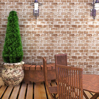Wolpin Wall Stickers DIY Botanical Wallpaper Decal (45 x 500 cm) 3D Brick Self Adhesive House Office Decorative PVC Vinyl, Living Room, Kitchen Shelf Liner Contact Paper Interior, Daina Brown