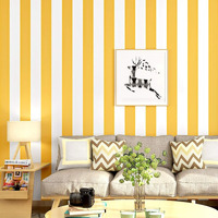 Wolpin Wall Stickers DIY Wallpaper for Hall (45 x 500 cm), Vertical Stripes Home Office Modern Design, Self Adhesive Decals, Yellow