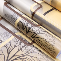 wolpin Wall Stickers DIY Wallpaper (45 cm x 10 m) 3D Frames and Trees Self Adhesive Decals Living Room Home Interior Decoration, Blazing Yellow