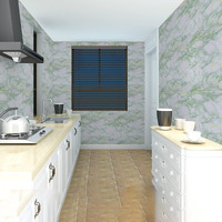 Wolpin Wall Sticker Wallpaper Kitchen, Cabinets, Almirah, Tabletop, (45 x 600 cm) Plastic Table, Wooden Table, Wardrobe, Renovation PVC DIY Self Adhesive, White and Green Decorative Wallpaper