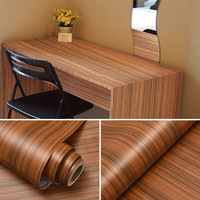wolpin Wall Stickers Furniture Wallpaper Wood (45 X 600 Cm) Door, Diy Vinyl, Almirah, Solid Shelf Liner, Revamp Desk Table Top, Wardrobe, Kitchen Cupboard Decoration Self Adhesive, Brown
