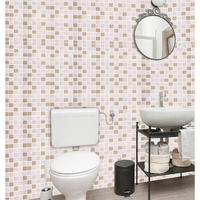 wolpin PVC Wall Sticker Wallpaper Waterproof Bathroom, Kitchen Tiles (45 x 600 cm) Pattern, Stove Backsplash, Countertop Self Adhesive Decal, Brown Decorative Wallpaper