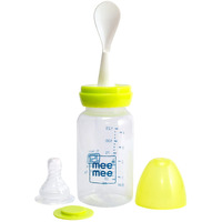 Mee Mee Baby Feeding Bottle with Spoon| BPA Free| Easy to Squeeze Bottle| Storage Friendly| Multifunctional Anti-Colic Feeding Bottle with Spoon|0 Months to 3 Years Baby/Kids 250ml Capacity(Green)