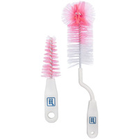 Mee Mee 360 Movable Nylon Bristle Baby Feeding Bottle & Nipple Cleaning Brush | Ergonomic Handle | Easy to Clean Bottle Corners for Narrow Neck & Wide Neck | BPA Free, Easy Hanging Storage | Pink