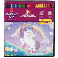 Cello Colourup Unicorn Colouring Kit 12 Sketch Pens, 12 Plastic Crayons, Unicorn Stencil, Hobby Stationery for Kids and Art Lovers