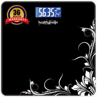 Healthgenie Weight Machine for Body Weight With 3 Yrs Warranty & Thick Tempered Glass LCD Display Digital Weighing Machine (Black Pattern) HD-221
