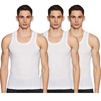 Dixcy Scott Men s Innerwear Regulart Fit Solid (Pack of 3) (Comfort Vest RN_White_XL)