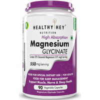 HealthyHey Nutrition Magnesium Glycinate High Absorption for Sleep, Cramps, & Nerves Health - 90 Vegetable Capsules