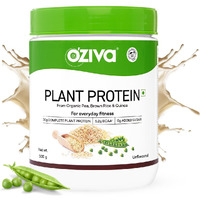 OZiva Organic Plant Protein for Everyday Fitness | 30g Protein - Pea Isolate | Complete Plant Protein Powder | No Added Sugar, Certified Clean & Vegan (Unflavoured, 500g)