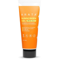 Arata Sunscreen Gel | SPF 50, PA+++ | Broad Spectrum UV Protection | Ultra-Light & Dewy Finish | No White Cast | Even & Glowing Skin | Niacinamide & Ceramide | Derma-Tested | For Men & Women | 50ML