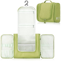 House of Quirk Hanging Toiletry Kit Bag Extra Large Capacity Travel Organizer Bags For Men And Women Durable Waterproof Nylon Makeup Bag For Toiletries,Cosmetics, Brushes (Green),W-11 Cm