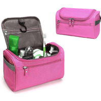 House of Quirk Hanging Travel Toiletry Bag Organizer & Bathroom Hygiene Dopp Kit with Hook for Traveling Accessories Toiletries Bathroom Shaving & Makeup for Men and Women (Pink)