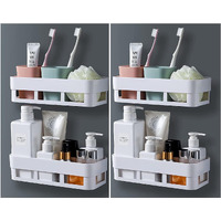 MorivaHomes Acrylic Multipurpose Wall Mount Bathroom Shelf And Rack For Home And Kitchen. Self Adhesive Sticker Support Without Drilling. (4 Bathroom Shelf)