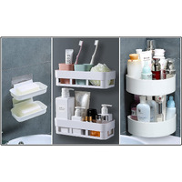 MorivaHomes Multipurpose Acrylic Wall Mount Bathroom Bathroom Shelf For Wall Corner Shelf Soap Holder(White,2 Bathroom Shower Shelf + 2 Soap Dish Holder + 2 Bathroom Corner Shelf)