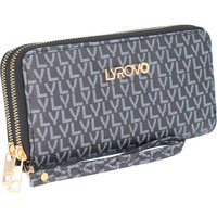 Lyrovo Purse Clutch Wallet for Women - PU Leather Double Zip Card Coin Holder with Wrist Strap (LY, Black)