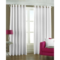 Exporthub Polyester Eyelet Long Door Curtains (White, 9ft) - Pack of 2