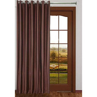 Exporthub 1 Piece Polyester Solid Grommet Eyelet Very Long Door Curtain, Long Door- 10 Feet, Brown, (EHSPR489_104)