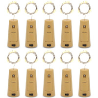 One94Store 20 Led Wine Bottle Cork Copper Wire String Lights,2M Battery Operated (Warm White,Pack of 10) 2 Meters