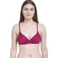 FIMS - Fashion is my style Women s Padded Lace Cotton Non Wired Full Coverage T-Shirt Bra Shaper Bra Push up Bra Teenage Bra Regular Use Bra Comfortable Bra Dark Pink-Size 32, SKU- Pad_Rani_Bra_32