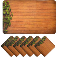 Yellow Weaves Wooden Style PVC Dining Table Placemats (Brown) - 6 Piece