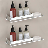 Plantex Stainless Steel 2in1 Multipurpose Bathroom Rack/Shelf with soap Dish/Holder - Bathroom Accessories (15x5 Inches) - Pack of 2