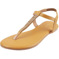 Mochi Womens Synthetic Yellow Sandals (Size (3 UK (36 EU))