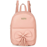 TYPIFY Pu Leather Small Size Teddy Keychain Preppy Style Women Standard Backpack (Pink Bowtie)