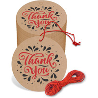 Clickedin   Thank You   Kraft Paper Tags | Eco-Friendly | Brown Tags with Thread | 50 Pieces