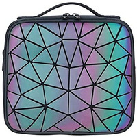 Seagull flight of fashion Cosmetic Bag, Makeup Organizer Bag for Home & Travel,Vanity Bag with Dividers for Brushes,Toiletries, Cosmetics 26 x 23 x 9 cm - Rainbow Design PU (Grey)