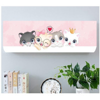 DARSHANAM WORLD Printed Air Conditioning Dust Cover Folding Designer Ac Cover for Indoor Split Ac 1.5 ton (97 x 31 x 21 .5 cm ) (PINK CAT), Polyester