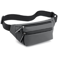 Ketmart Waist Pack Travel Handy Hiking Zip Pouch Document Money Phone Belt Sport Bag for Men and Women and Adult Leather (Grey)